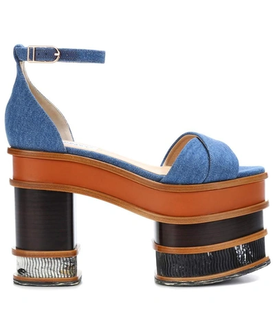 Shop Gabriela Hearst Charlie Denim Plateau Sandals In Blue