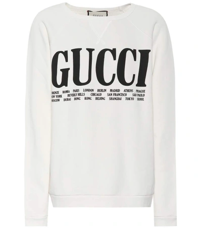 Shop Gucci Cities Cotton Sweatshirt In White
