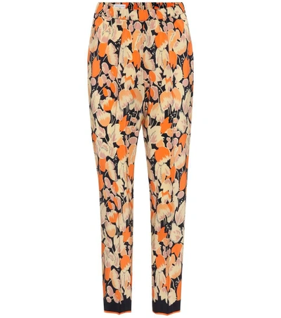 Shop Dries Van Noten Printed Silk Trousers In Orange