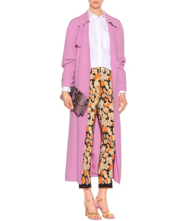 Shop Dries Van Noten Printed Silk Trousers In Orange