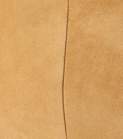 Shop The Row Flared Suede Trousers In Beige