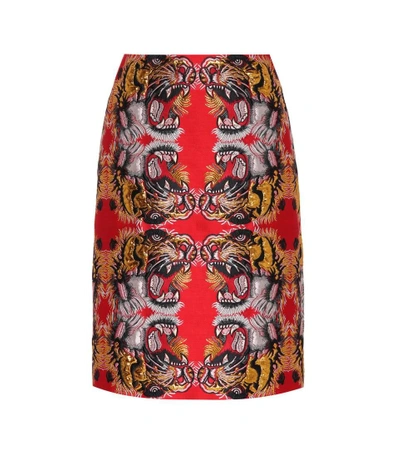 Shop Gucci Tiger Brocade Skirt In Female