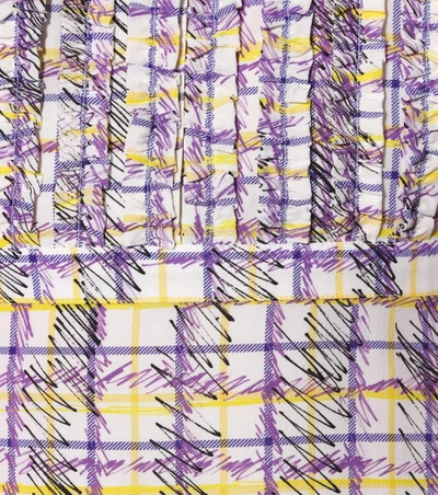 Shop Burberry Scribble Check Silk Minidress In Multicoloured