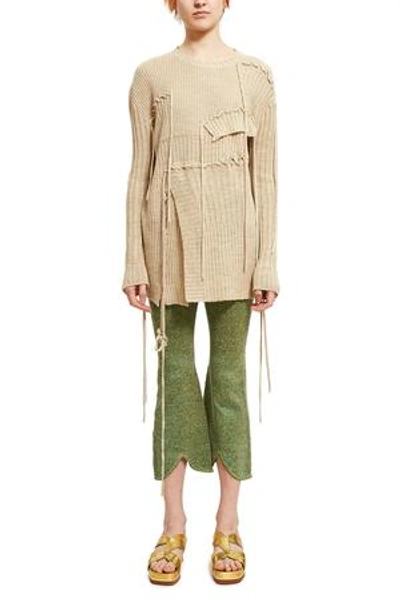 Shop Jw Anderson Opening Ceremony Patchwork And Lace Sweater In Oatmeal