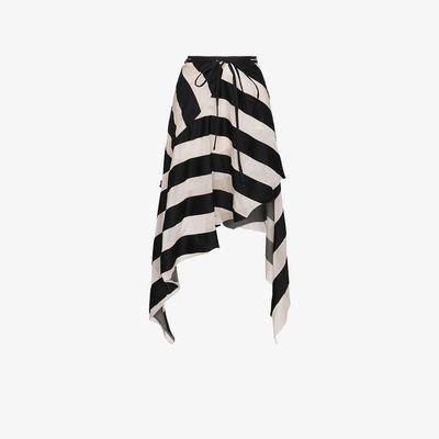 Shop Marques' Almeida Marques'almeida Maled Asymmetric Stripe Skirt In Black