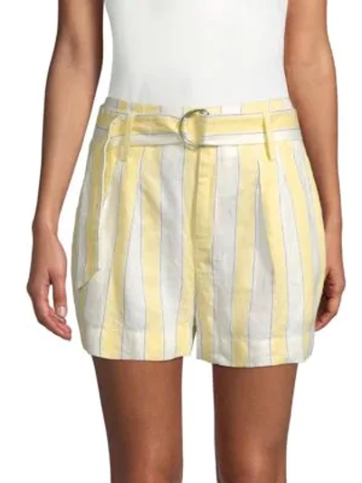 Shop Frame Striped Linen Shorts In Golden Haze Multi
