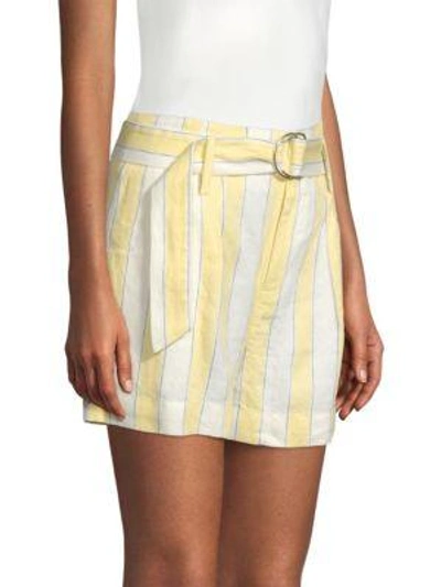 Shop Frame Striped Linen Shorts In Golden Haze Multi