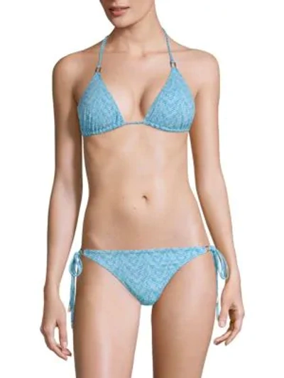 Shop Melissa Odabash Cancun Triangle Bikini Top In Wave Blue