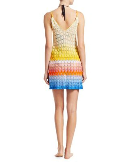 Shop Missoni Knit V-neck Dress In Blue Multi