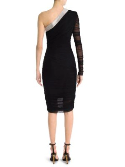 Shop Versace Tulle One-shoulder Dress In Black