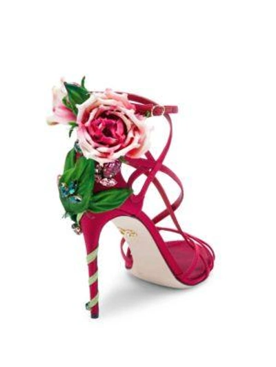 Shop Dolce & Gabbana Rose-embellished Sandals In Red