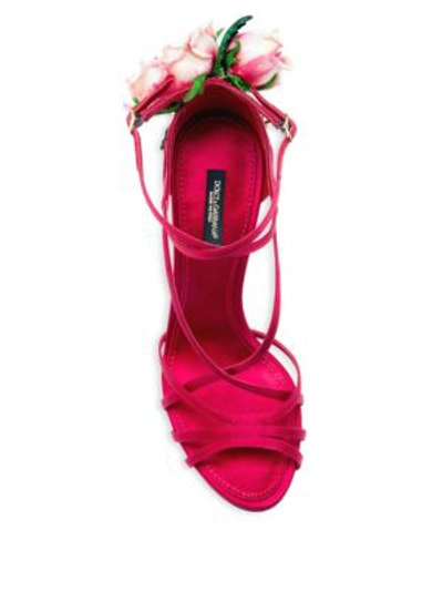 Shop Dolce & Gabbana Rose-embellished Sandals In Red