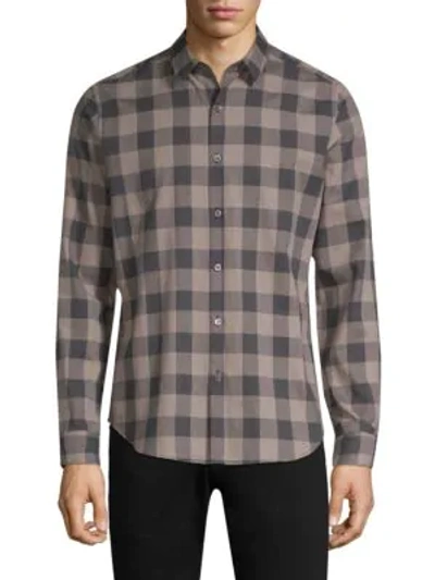Shop Theory Zack Brushed Check Shirt In Light Camel