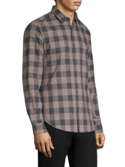 Shop Theory Zack Brushed Check Shirt In Light Camel