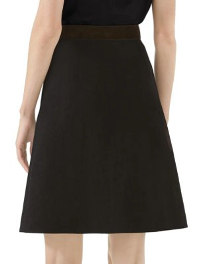 Shop Gucci Linen Canvas Belted Skirt In Black