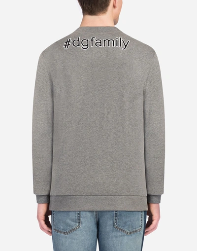 Shop Dolce & Gabbana Cotton Sweatshirt With Patch In Gray
