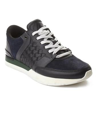 mens navy leather trainers