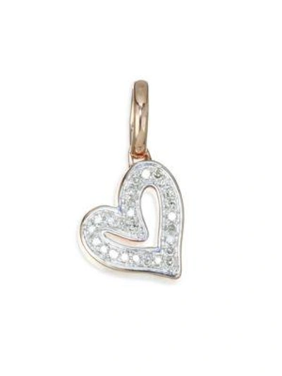 Shop Monica Vinader Alphabet Diamond & Sterling Silver Heart Pendant In Rose Gold