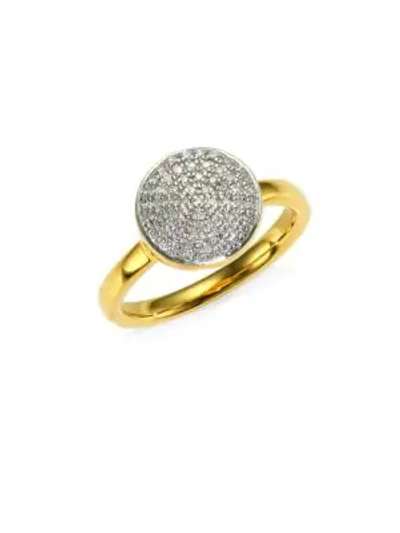 Shop Monica Vinader Women's Fiji Diamond & Sterling Silver Large Button Ring In Gold