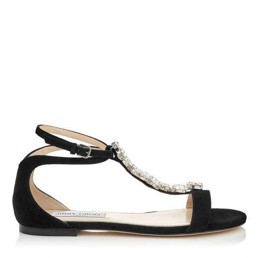 Jimmy Choo Averie Crystal embellished Suede Sandals In Black ModeSens