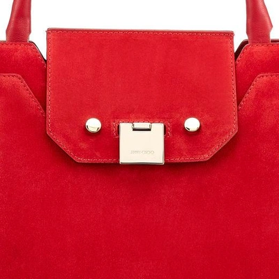 Shop Jimmy Choo Rebel Tote Red Suede Tote Bag