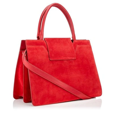 Shop Jimmy Choo Rebel Tote Red Suede Tote Bag