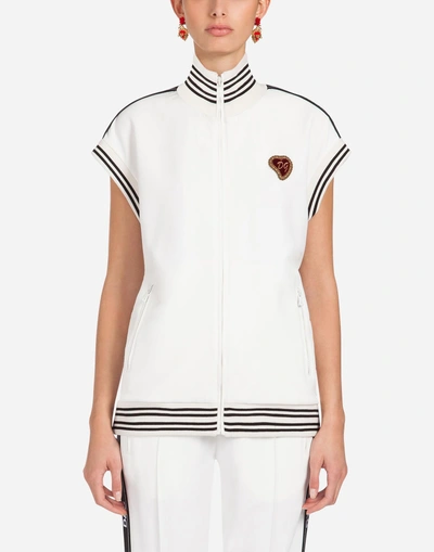 Shop Dolce & Gabbana Sweatshirt With Zipper In Cady In White