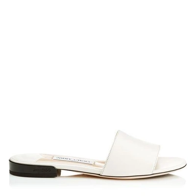 Shop Jimmy Choo Joni Flat Chalk Nappa Leather Slides