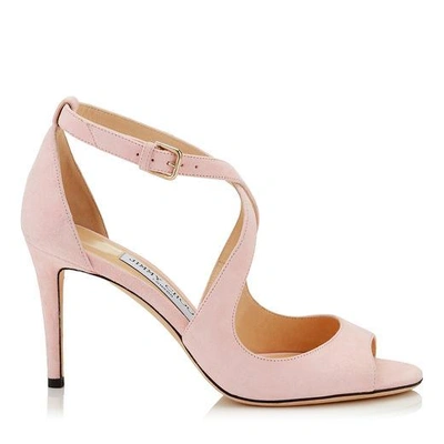 Shop Jimmy Choo Emily 85 Rosewater Suede Sandals