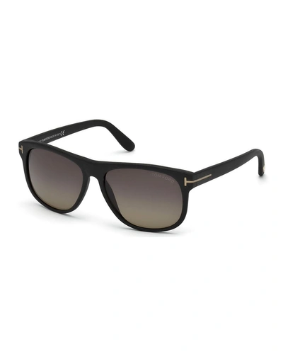 Shop Tom Ford Olivier Polarized Soft Square Sunglasses, Black