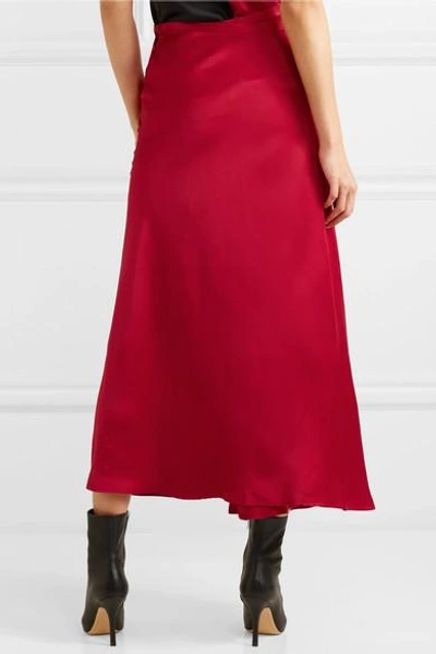 Shop Haider Ackermann Satin Wrap Midi Skirt In Claret