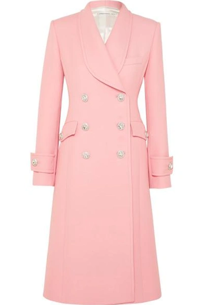 Shop Alessandra Rich Crystal-embellished Wool-cady Coat In Pink