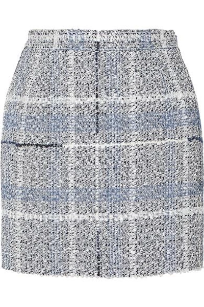Shop Alessandra Rich Metallic Tweed Mini Skirt In Light Blue