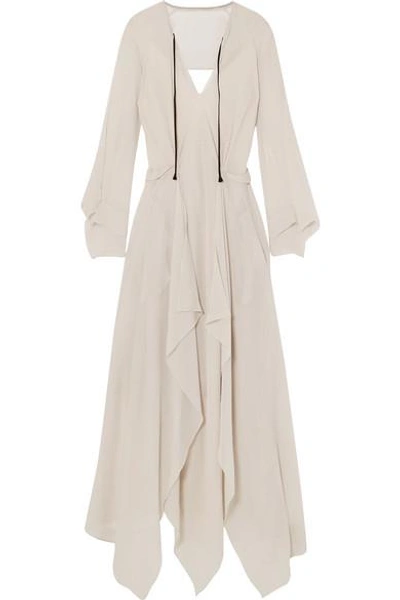 Shop Roland Mouret Austonley Open-back Silk-crepe Midi Dress In White