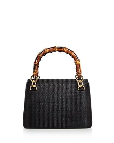 Shop Serpui Leona Straw Satchel In Black/brown/gold