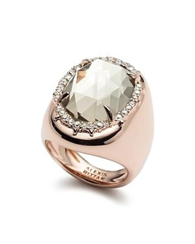 Shop Alexis Bittar Halo Signet Ring In Rose Gold