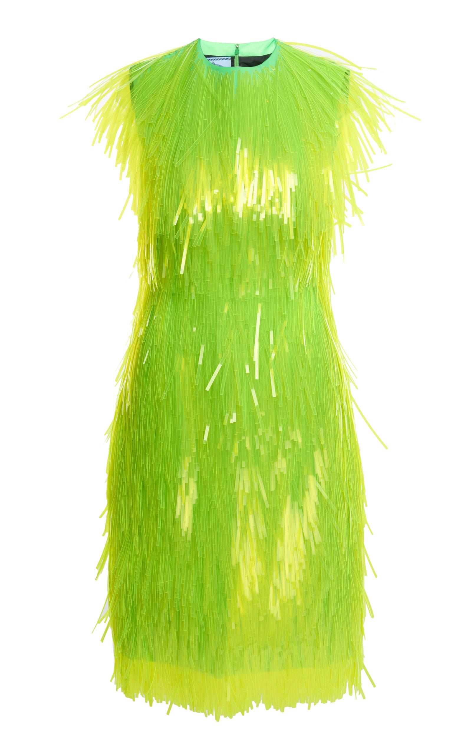 Prada Neon Fringe Dress In Green | ModeSens