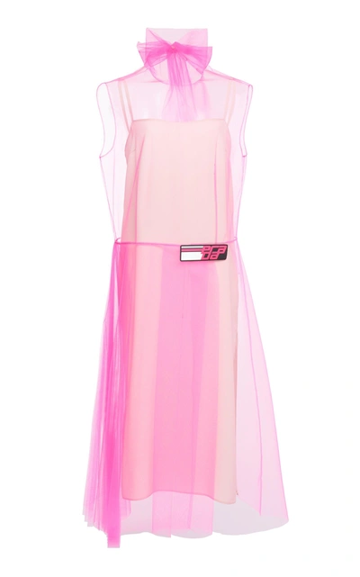 Shop Prada Sleeveless Organza Dress In Pink