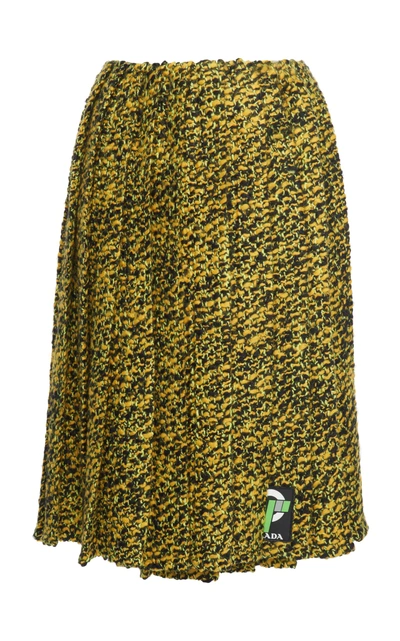 Shop Prada Pleated Skirt In Green