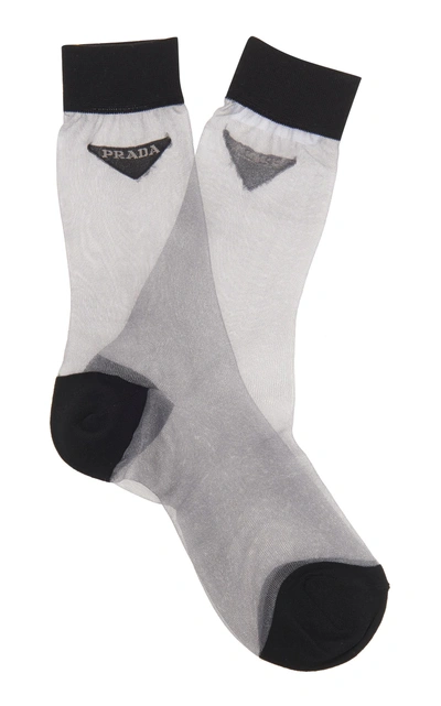 Shop Prada Two Toned Sock In Grey