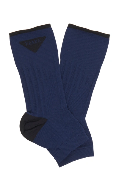 Shop Prada Two Toned Sock In Blue