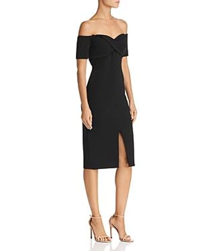 Shop Avery G Off-the-shoulder Twist-front Dress In Black
