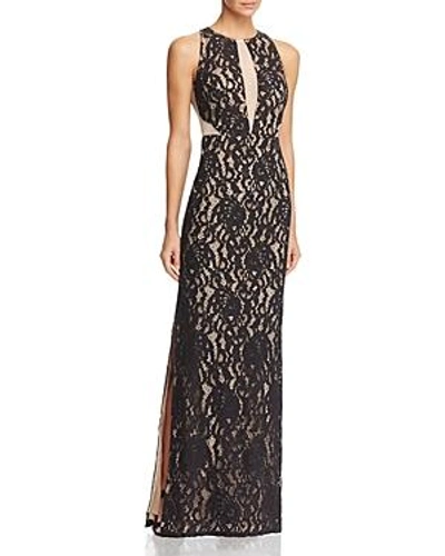 Aidan Mattox Aidan Aidan Mesh inset Lace Gown In Black Nude ModeSens