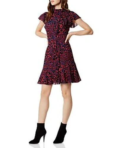Panter Barmhjertige Symphony Karen Millen Ruffled Leopard Print Dress In Red/multi | ModeSens