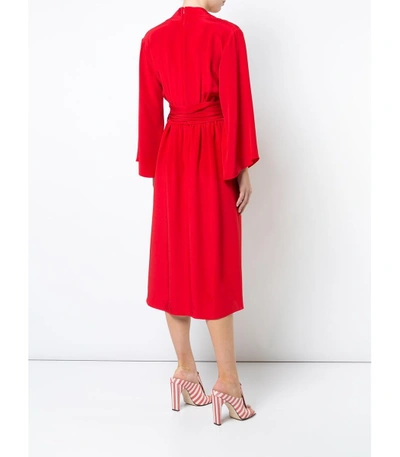 Shop Adam Lippes Red Kimono Midi Dress