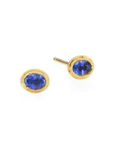 Shop Ila Beckett Sapphire Studs In Yellow Gold