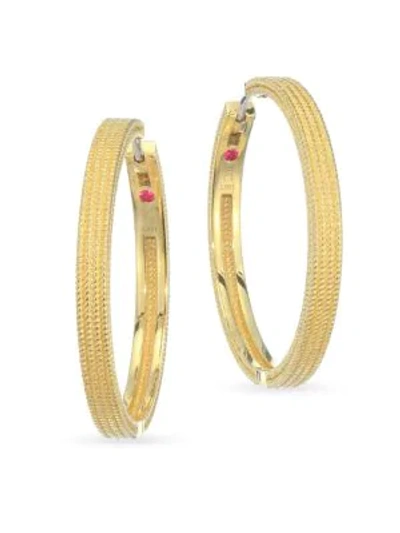Shop Roberto Coin Symphony 18k Gold Hoop Earrings In Yellow Gold