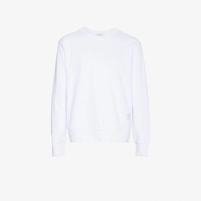 Thom Browne Rwb-stripe Cotton Sweatshirt In Weiss