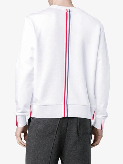 Thom Browne Rwb-stripe Cotton Sweatshirt In Weiss