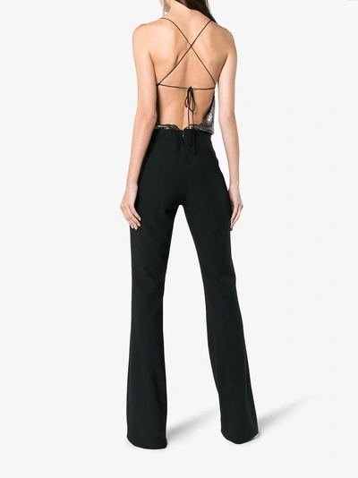 Shop Haney Mia Silk Lamé Jumpsuit In Black